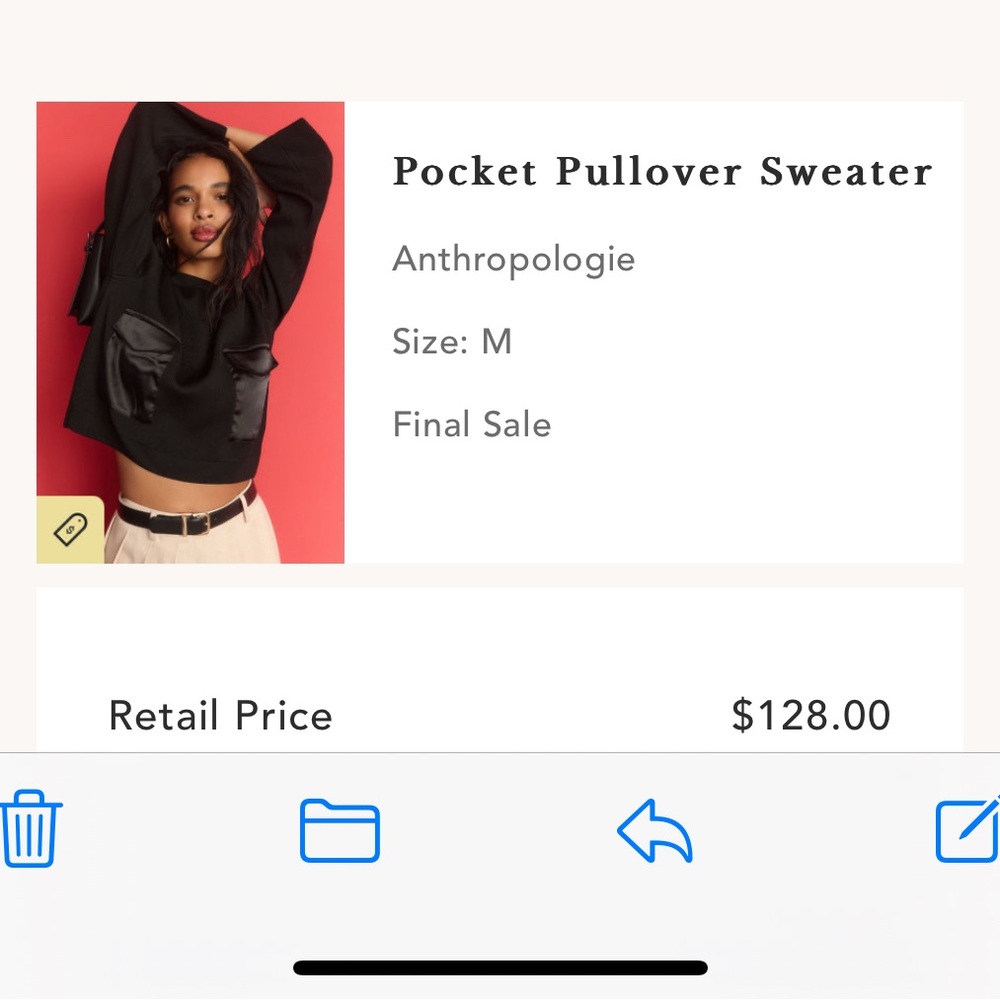 Anthropologie Black Pocket Pullover Sweater